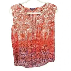 NYDJ Pintuck Floral Sleeveless Blouse Size Small